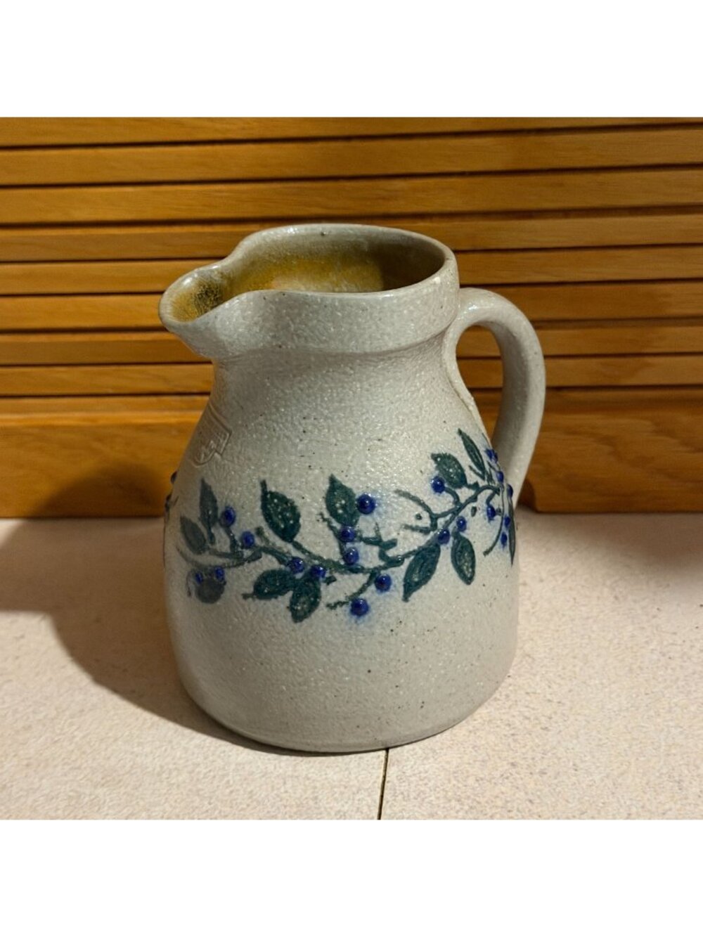 Salmon Falls Stoneware Blueberry Vine 5" Creamer 2000 Shelly Estabrooks Signed